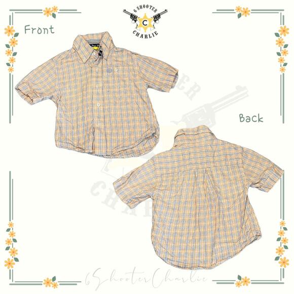 Boys Wrangler George Straight Collection Short Sleeve Button Down Plaid 2XS - Picture 1 of 4